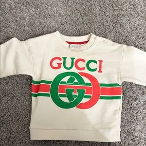Gucci Kids Cream Sweatshirt with Red and Green Logo